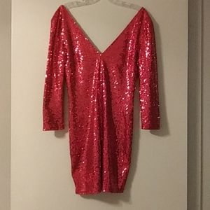 Lac Bleu red sequins dress